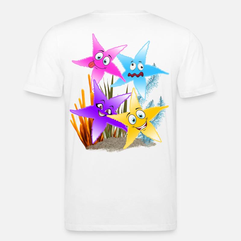Buntes Seestern-Quartett Unterwasser - Stanley/Stella Unisex Bio-T-Shirt CREATOR  - Weiß