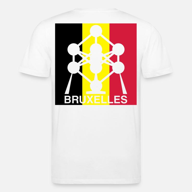 Atomium Brussels – Quadrat-Design mit belgischer Flagge - Stanley/Stella Unisex Bio-T-Shirt CREATOR - Weiß