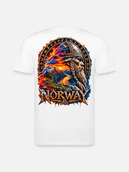Norwegischer Wikinger Sonnenuntergang - Stanley/Stella Unisex Bio-T-Shirt CREATOR - Weiß