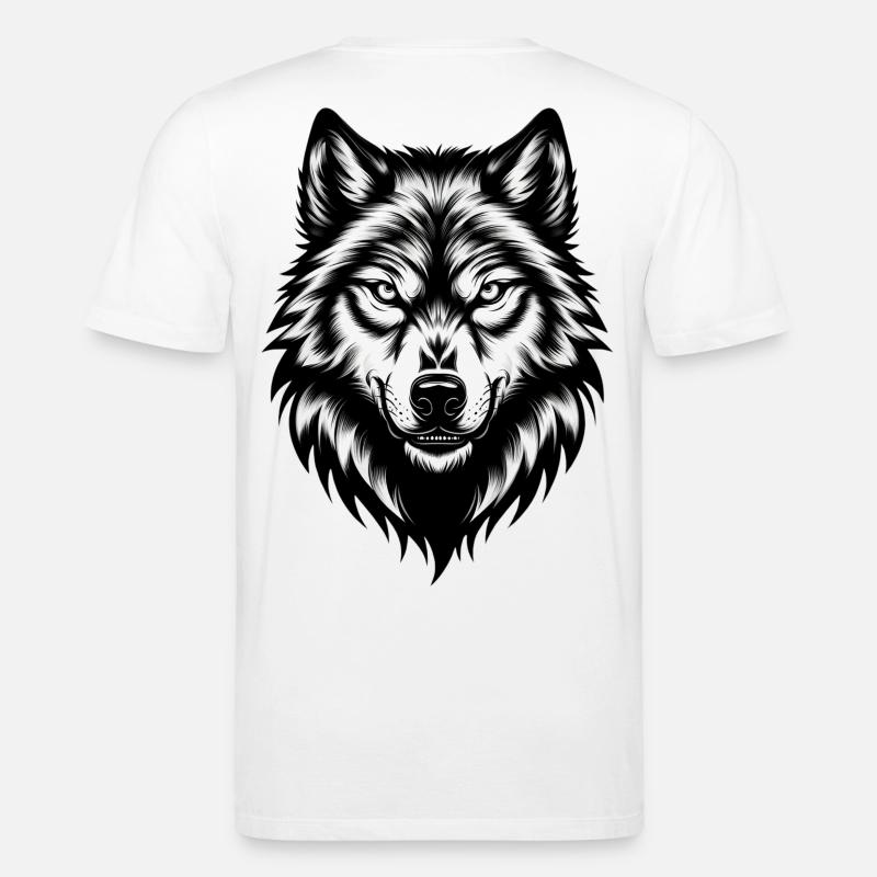 Wilder Wolfskopf – Black & White - Stanley/Stella Unisex Bio-T-Shirt CREATOR  - Weiß