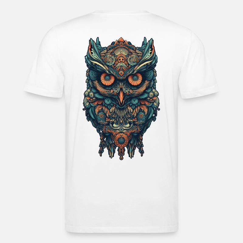 Mythical boho owl with surreal patterns - Stanley/Stella CREATOR Unisex Organic T-Shirt - white