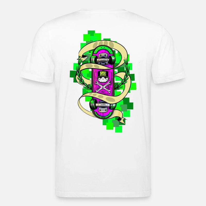 Neon Skull Skateboard Graffiti - Stanley/Stella Unisex Bio-T-Shirt CREATOR  - Weiß