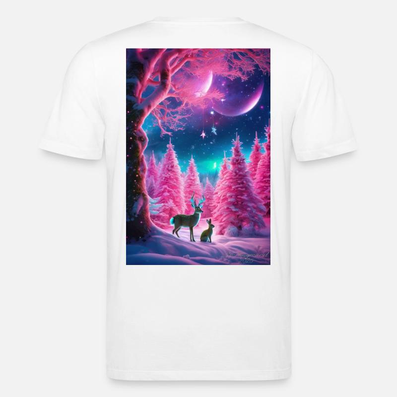 Rêve de cerf hivernal néon - T-shirt bio CREATOR Stanley/Stella Unisexe - blanc