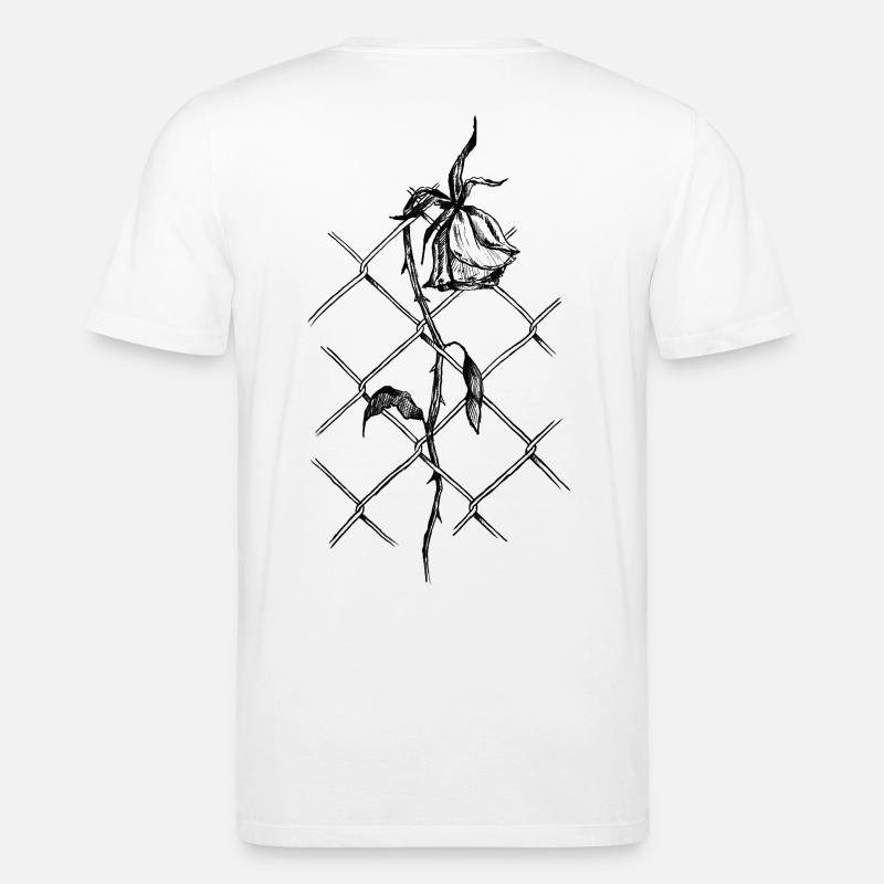 Blüte der Überwindung: Rose im Maschendraht - Stanley/Stella Unisex Bio-T-Shirt CREATOR  - Weiß