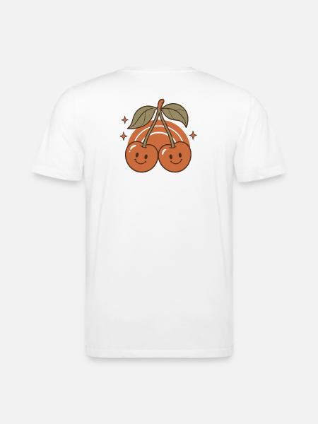 Sweet Retro Cherries Smile - Stanley/Stella CREATOR Unisex Organic T-Shirt - white
