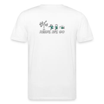Run or Regret - Stanley/Stella Unisex Bio-T-Shirt CREATOR  - Weiß - Hinten - Michal (187cm)