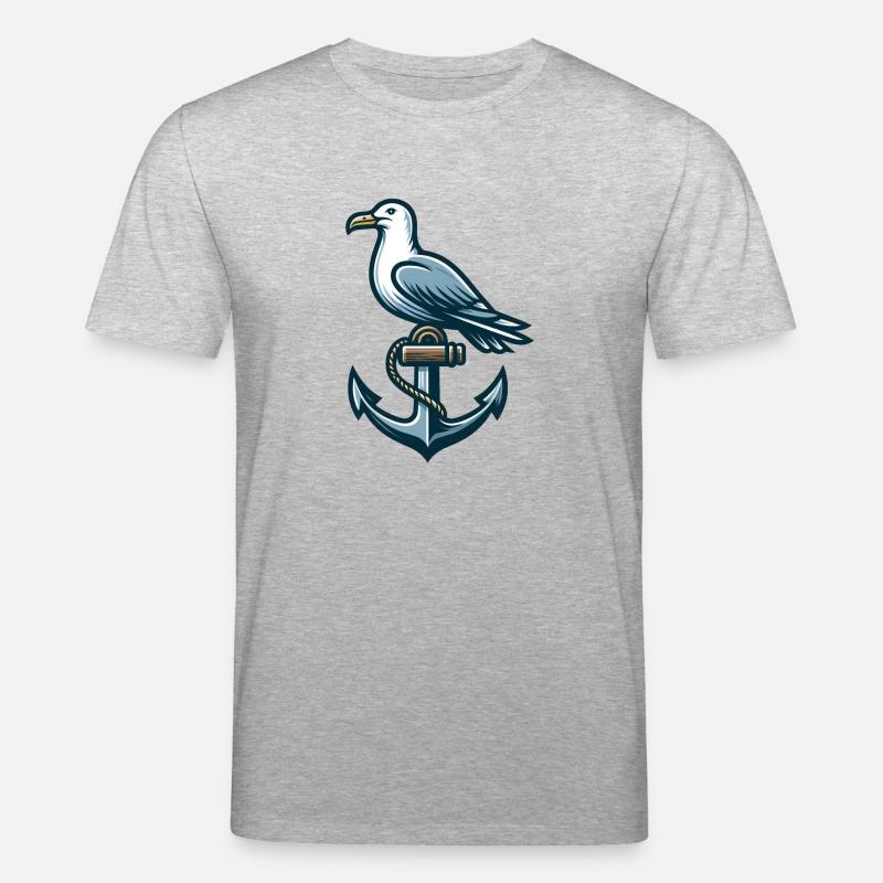 Ancre avec Seagull - T-shirt bio CREATOR Stanley/Stella Unisexe - gris chiné