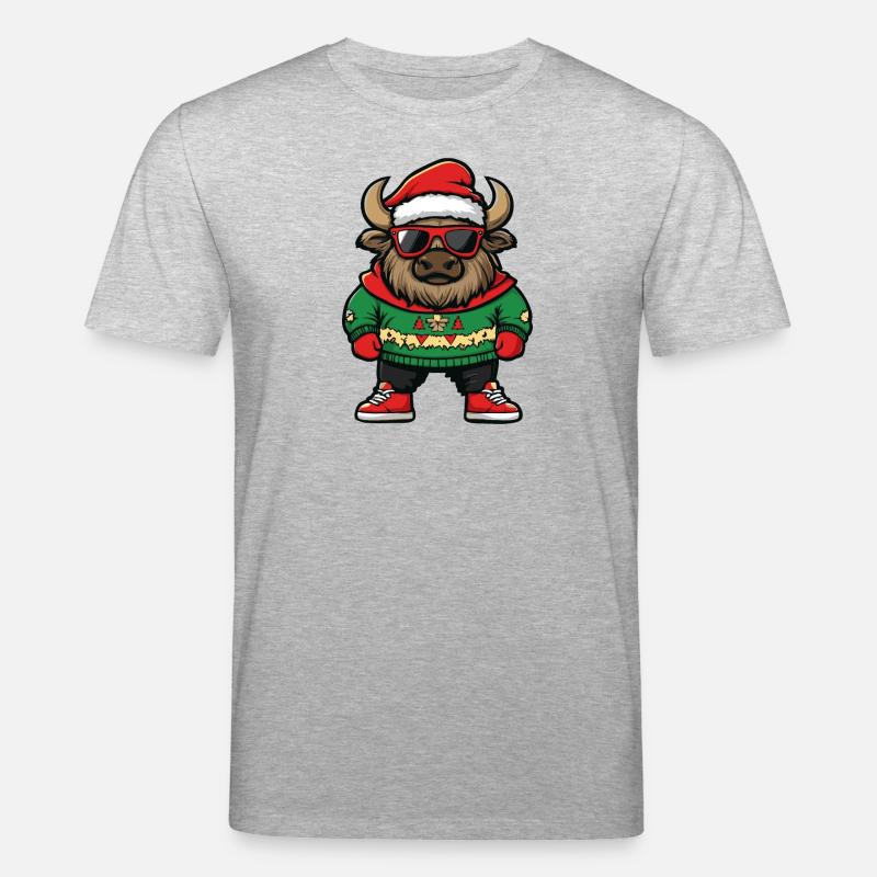 Bison Noël Cool Noël - T-shirt bio CREATOR Stanley/Stella Unisexe - gris chiné