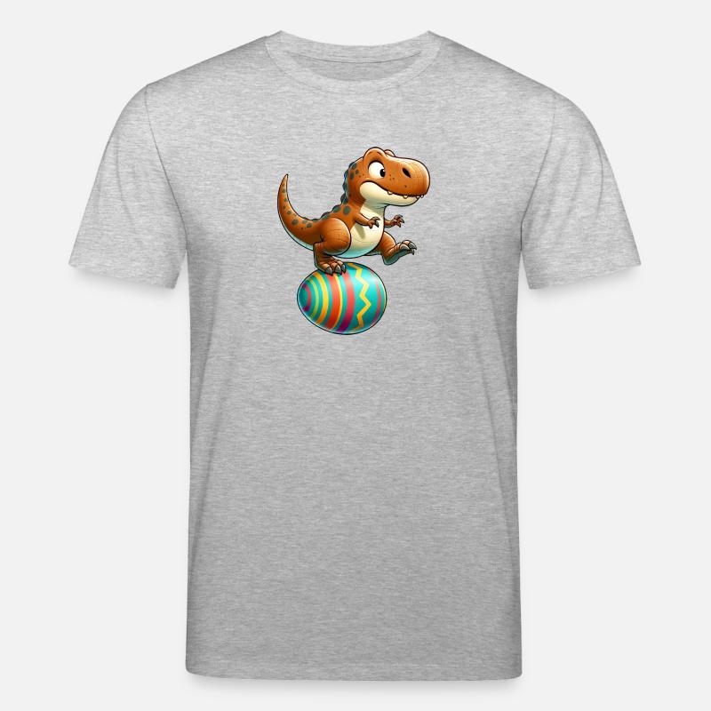 Dancing T-Rex, Easter Eggshell Fun - Stanley/Stella CREATOR Unisex Organic T-Shirt - heather grey