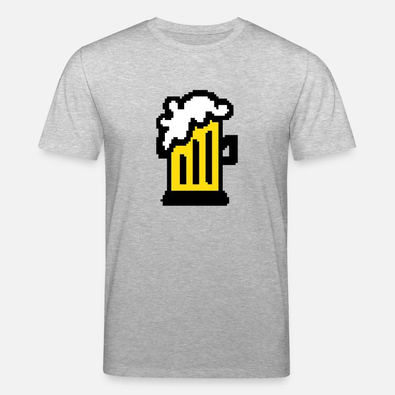 Art de pixel de bière - T-shirt bio CREATOR Stanley/Stella Unisexe - gris chiné