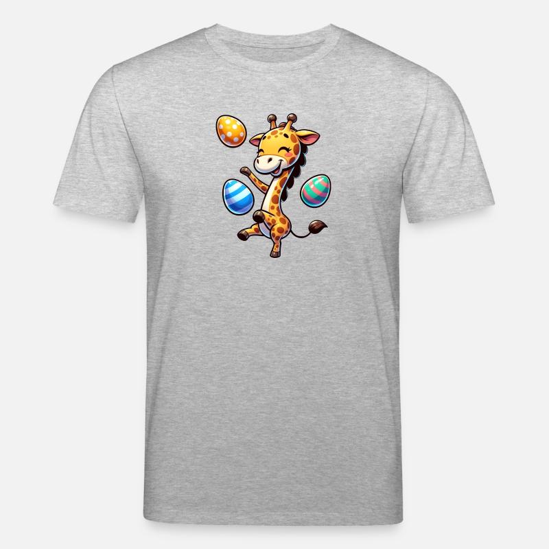 Easter Giraffe, Juggling Easter Eggs - Stanley/Stella CREATOR Unisex Organic T-Shirt - heather grey