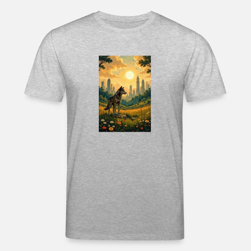 Das Bild des Wolfes - Stanley/Stella Unisex Bio-T-Shirt CREATOR  - Grau meliert