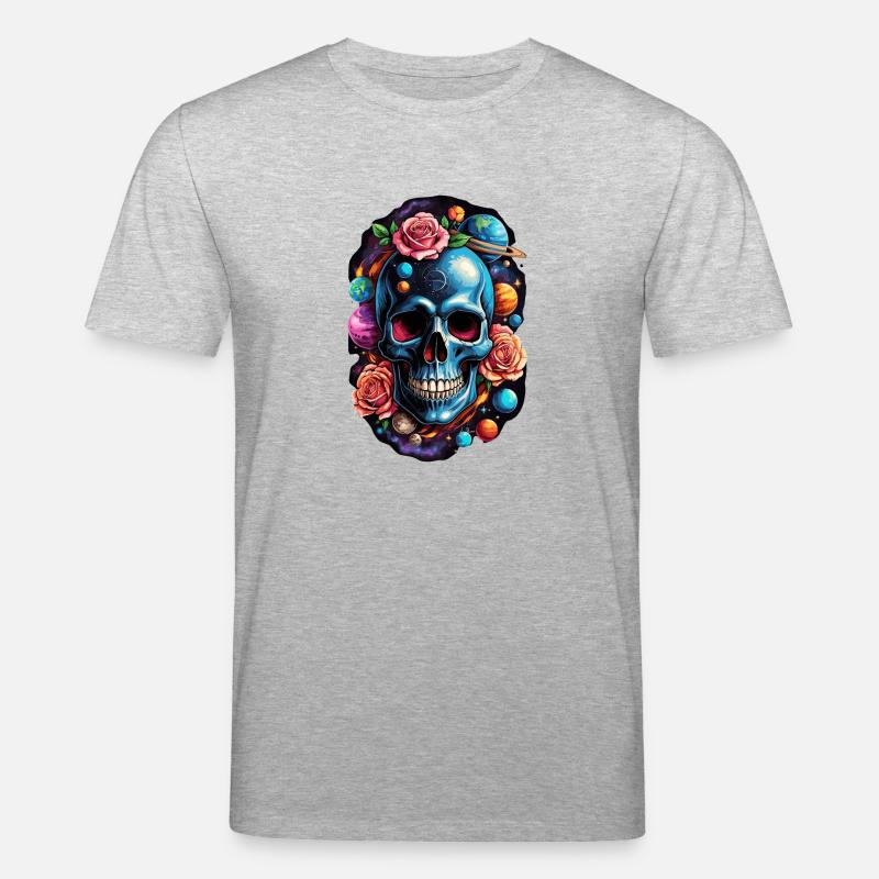 Space Planets Skull - Stanley/Stella CREATOR Unisex Organic T-Shirt - heather grey