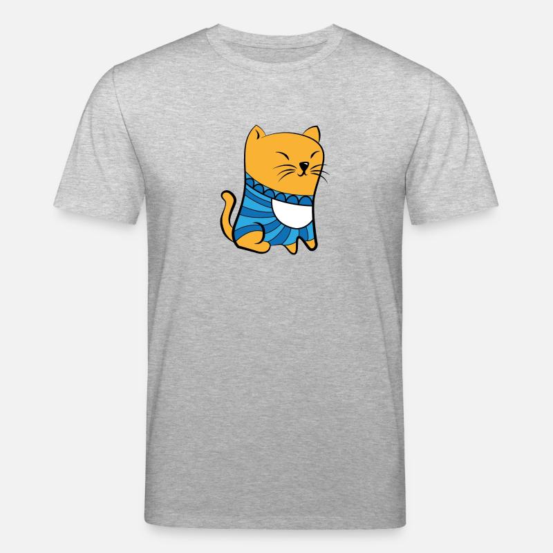 Katze mit Pullover - Stanley/Stella Unisex Bio-T-Shirt CREATOR  - Grau meliert