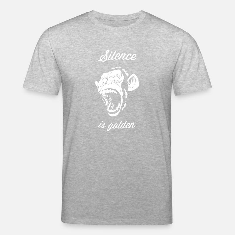 Silence is golden, Affe, Chimpanse, Brüllaffe,Chef - Stanley/Stella Unisex Bio-T-Shirt CREATOR - Grau meliert