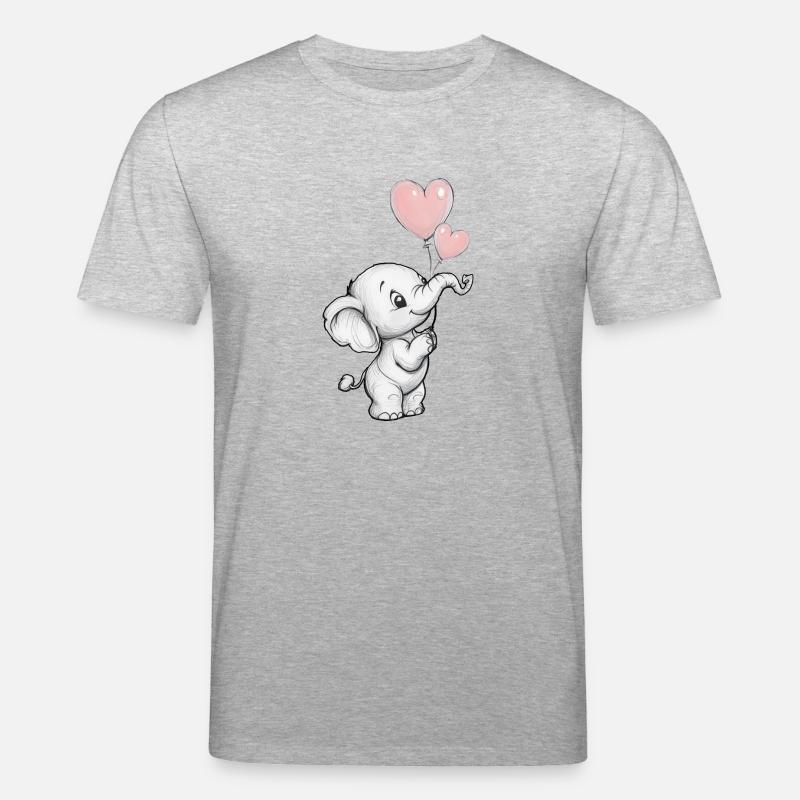 Elefant mit Herz-Luftballons - Stanley/Stella Unisex Bio-T-Shirt CREATOR  - Grau meliert