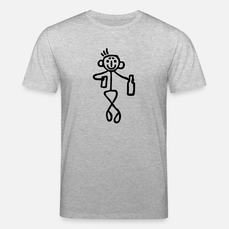 Strichmännchen mit Flasche Bier - Stanley/Stella Unisex Bio-T-Shirt CREATOR - Grau meliert