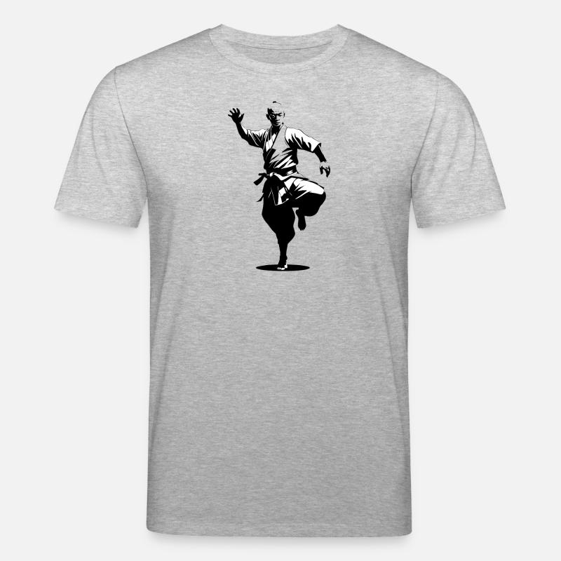 Shaolin Mönch - Kampfsport Sticker - Stanley/Stella Unisex Bio-T-Shirt CREATOR  - Grau meliert