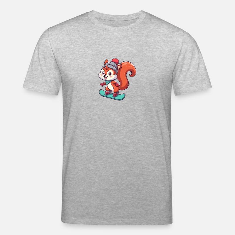 Winterabenteuer mit Eichhörnchen – Snowboard-Spaß - Stanley/Stella Unisex Bio-T-Shirt CREATOR - Grau meliert