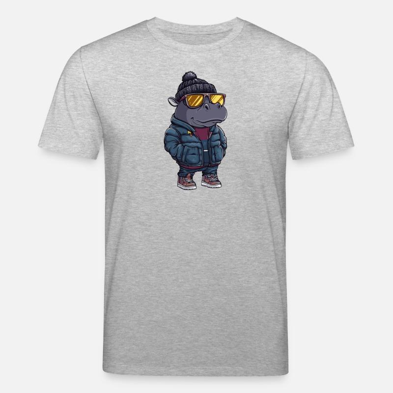 Nilpferd Winter Comic - Stanley/Stella Unisex Bio-T-Shirt CREATOR  - Grau meliert
