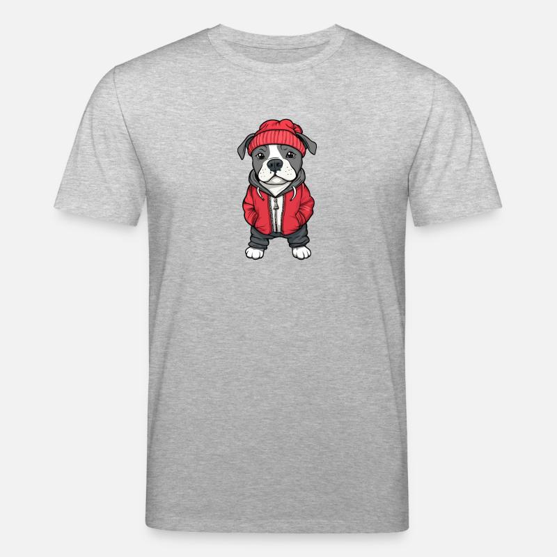 Pit Terrier Chien Dessin animé - T-shirt bio CREATOR Stanley/Stella Unisexe - gris chiné