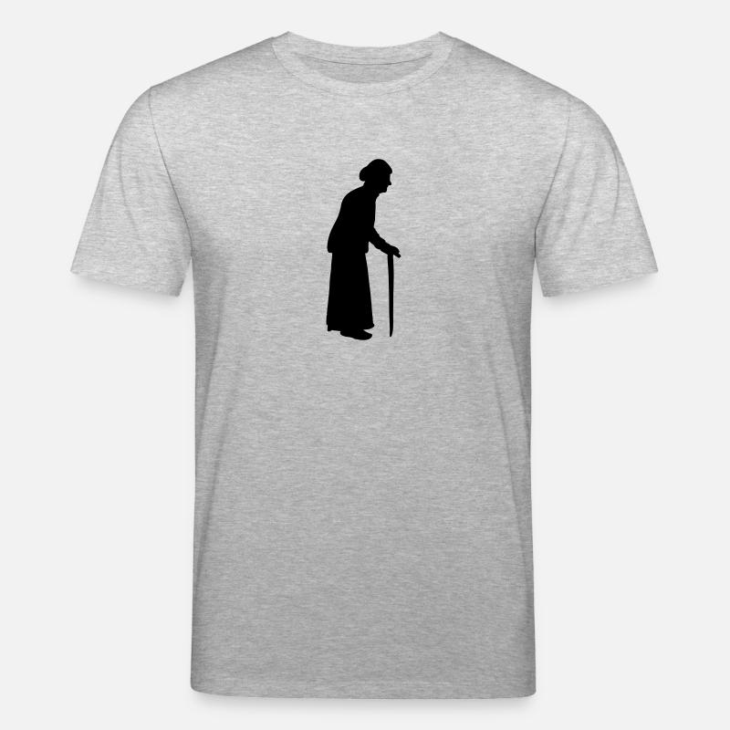 Nonna vecchio con una bastone da passeggio di cann - Maglietta ecologica unisex CREATOR di Stanley/Stella - grigio melange
