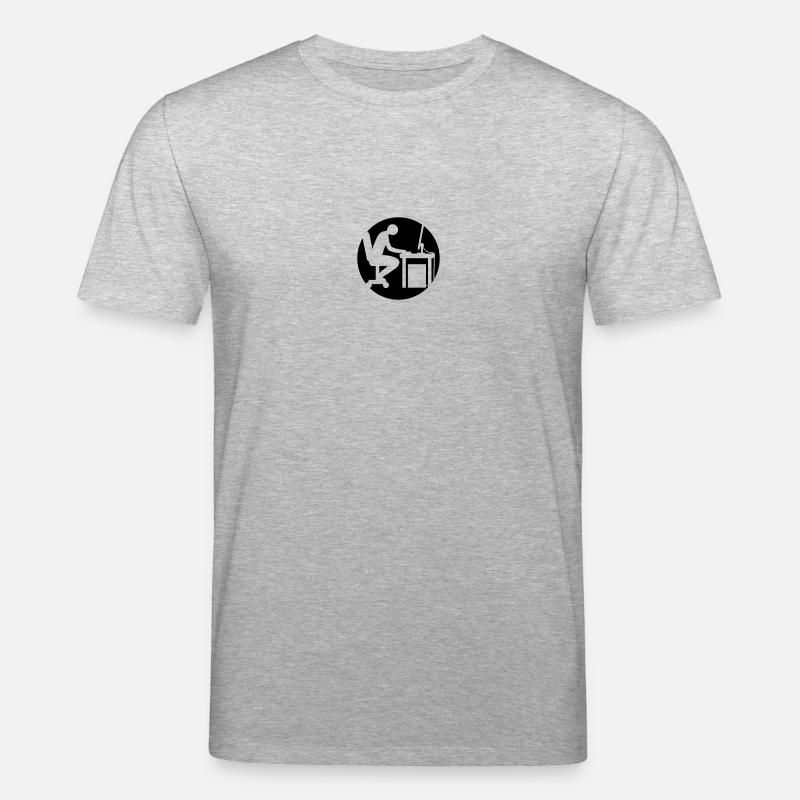 Computer desk nerd logo - Stanley/Stella CREATOR Unisex Organic T-Shirt - heather grey