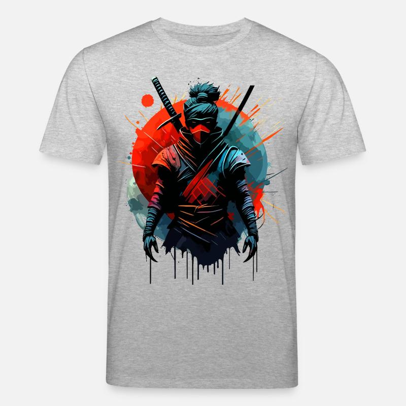 Kriegerischer Ninja Samurai Japan - Stanley/Stella Unisex Bio-T-Shirt CREATOR  - Grau meliert
