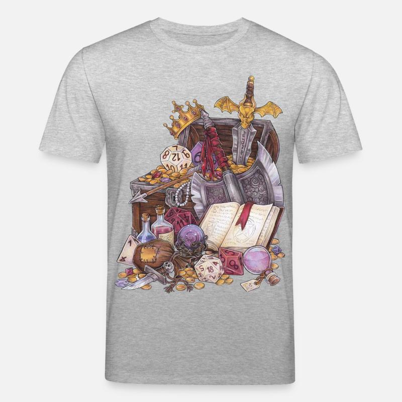 Coffre au trésor dans un donjon avec épée Magic Fantasy - T-shirt bio CREATOR Stanley/Stella Unisexe - gris chiné