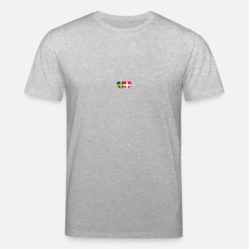 Suède Danemark Drapeau Coeur - T-shirt bio CREATOR Stanley/Stella Unisexe - gris chiné