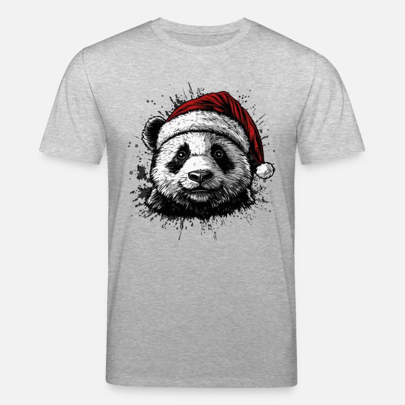 Weihnachtspanda - Stanley/Stella Unisex Bio-T-Shirt CREATOR  - Grau meliert