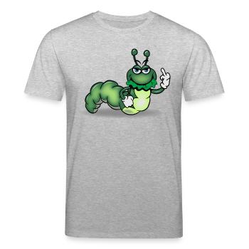 raupe witzig stinkefinger fressen - Stanley/Stella Unisex Bio-T-Shirt CREATOR  - Grau meliert - Vorne - Alina (178cm) & Michal (187cm)