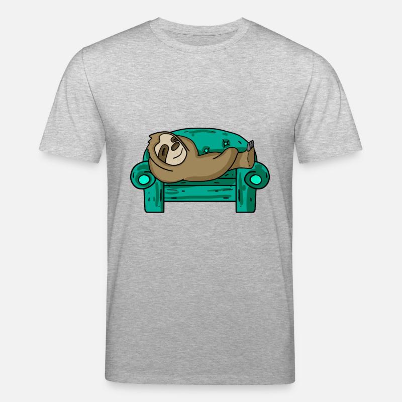 Faultier lustig auf Sofa Geschenk - Stanley/Stella Unisex Bio-T-Shirt CREATOR  - Grau meliert