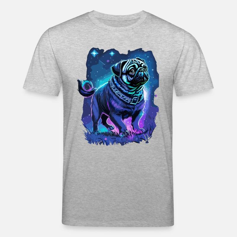 Mops Hund Mitternachtszauber - Stanley/Stella Unisex Bio-T-Shirt CREATOR  - Grau meliert