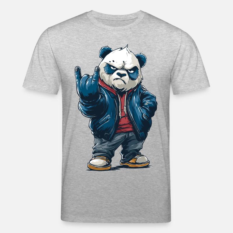 Rockiger Panda mit "Rock On"-Pose - Stanley/Stella Unisex Bio-T-Shirt CREATOR  - Grau meliert