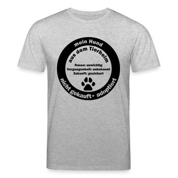 Mein Hund aus dem Tierheim: adoptiert - Stanley/Stella Unisex Bio-T-Shirt CREATOR  - Grau meliert - Vorne - Alina (178cm) & Michal (187cm)