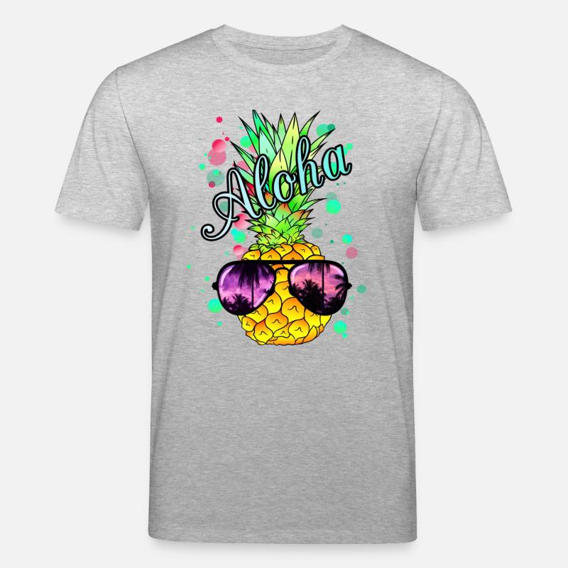 Aloha Ananas mit Sonnenbrille - Stanley/Stella Unisex Bio-T-Shirt CREATOR  - Grau meliert