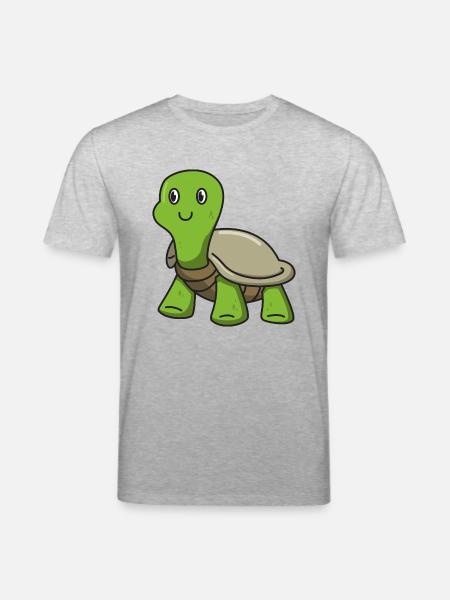 Turtle gave dyr natur tegneserie børn sød - Stanley/Stella CREATOR økologisk unisex-T-shirt - grå meleret