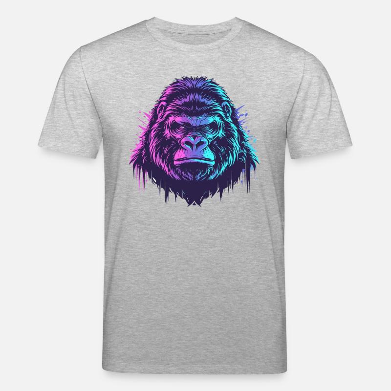 Knallbunter Gorilla - Stanley/Stella Unisex Bio-T-Shirt CREATOR  - Grau meliert
