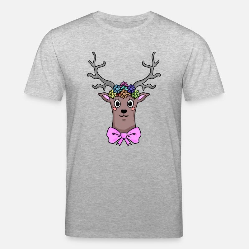 Reh Hirsch Illustration Geschenk - Stanley/Stella Unisex Bio-T-Shirt CREATOR  - Grau meliert