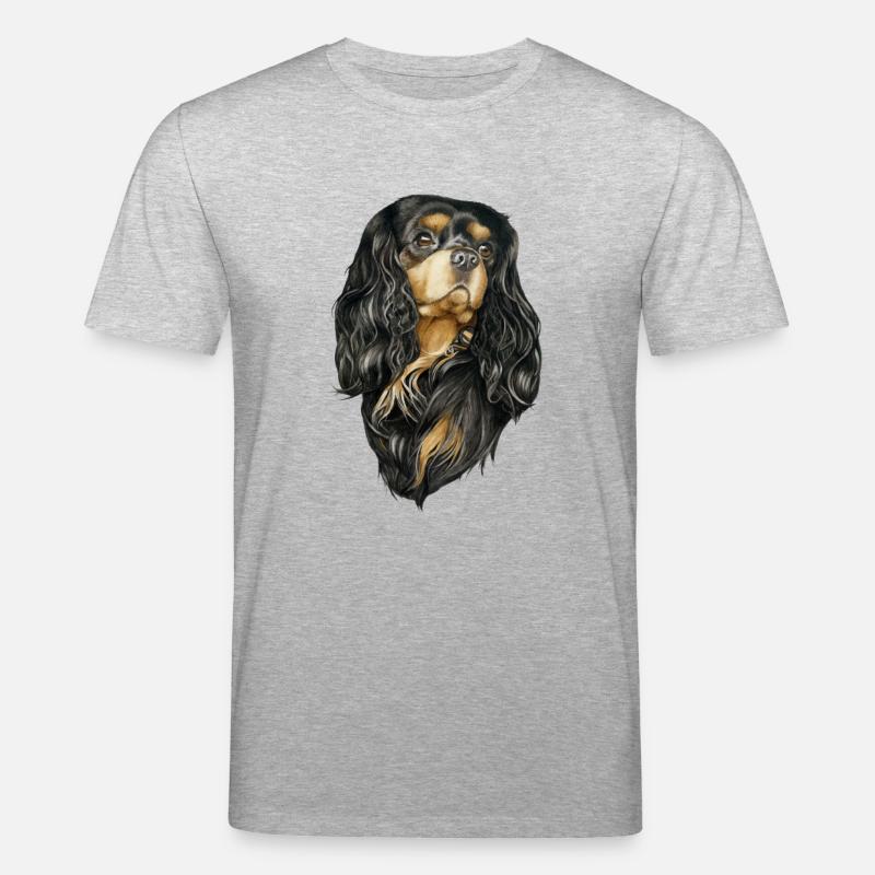 Black and Tan Cavalier - Stanley/Stella Unisex Bio-T-Shirt CREATOR  - Grau meliert