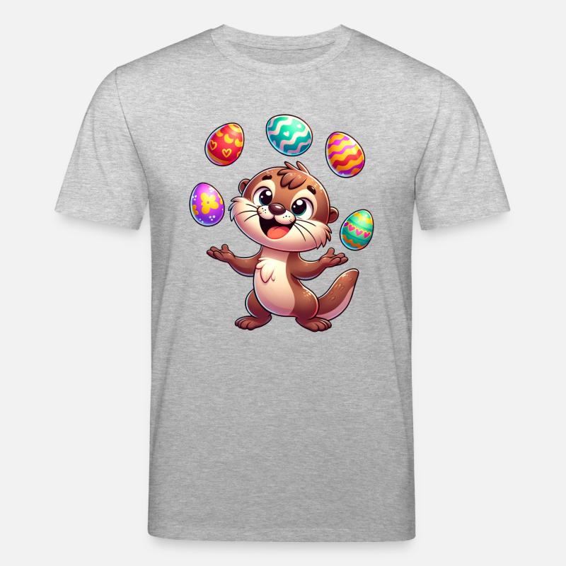 Easter Otter Juggling Easter Eggs, - Stanley/Stella CREATOR Unisex Organic T-Shirt - heather grey