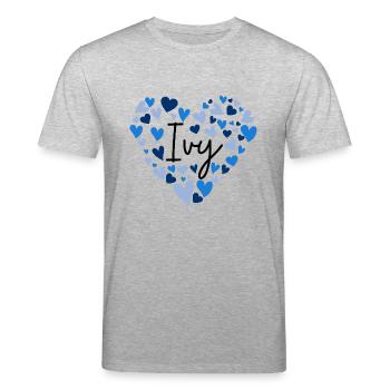 Efeu Name Design mit herzförmigen blauen Herzen - Stanley/Stella Unisex Bio-T-Shirt CREATOR  - Grau meliert - Vorne - Alina (178cm) & Michal (187cm)
