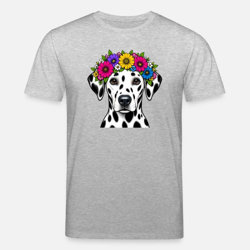 Dalmatiner mit Blumenkrone - Stanley/Stella Unisex Bio-T-Shirt CREATOR  - Grau meliert