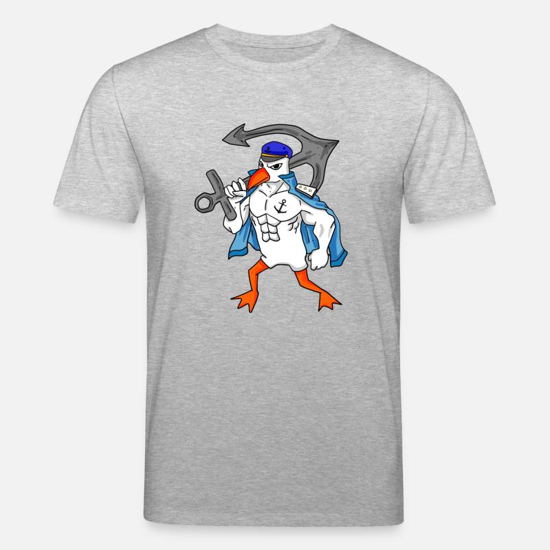 Möwe mit Anker - Stanley/Stella Unisex Bio-T-Shirt CREATOR  - Grau meliert