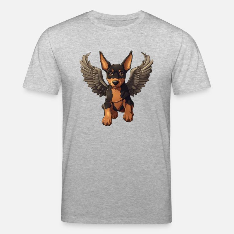 Dobermann Engel Welpe Design - Stanley/Stella Unisex Bio-T-Shirt CREATOR  - Grau meliert