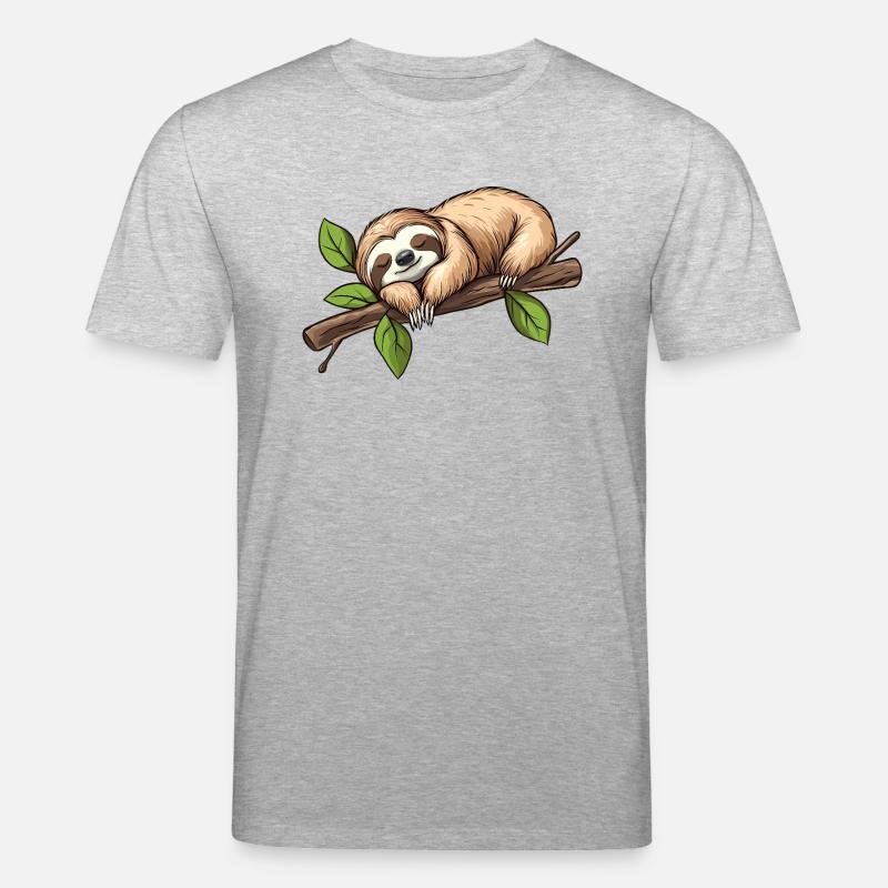 Sloth Sleeping - Stanley/Stella CREATOR Unisex Organic T-Shirt - heather grey