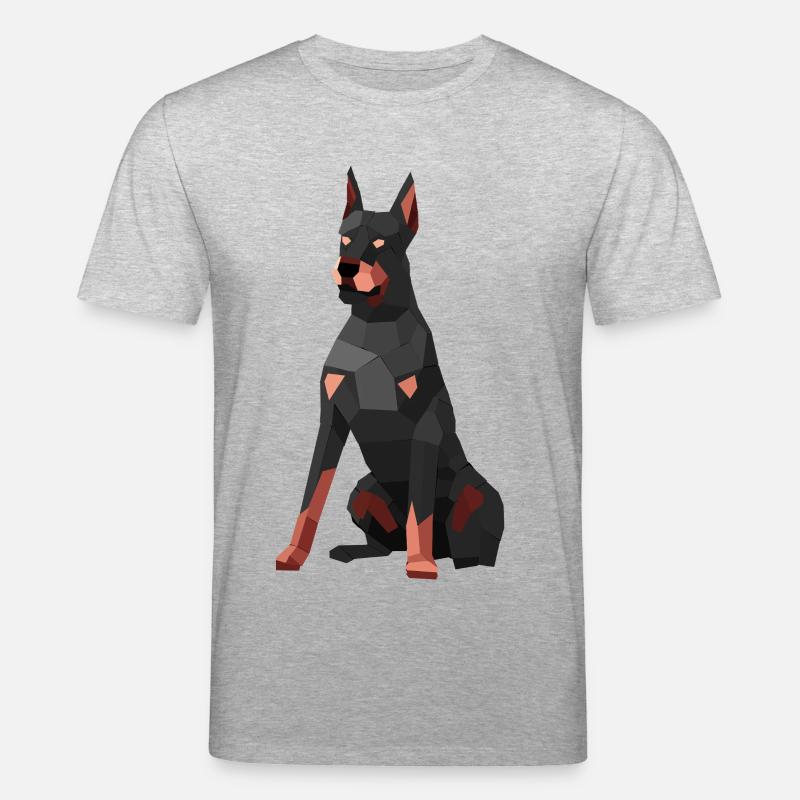 Moderner Dobermann – Low-Poly-Kunst - Stanley/Stella Unisex Bio-T-Shirt CREATOR  - Grau meliert