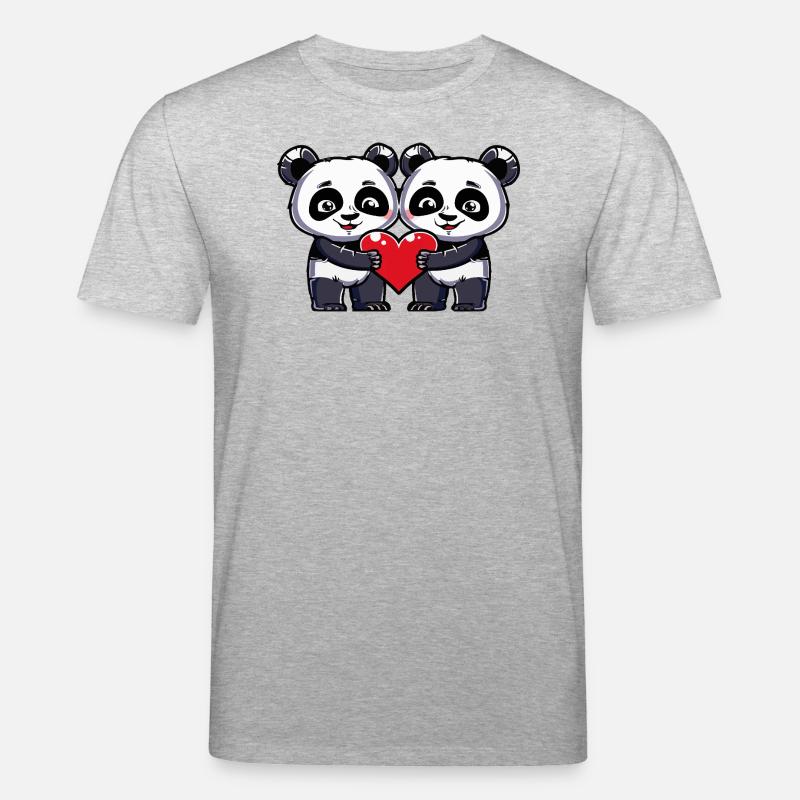 Panda Couple Saint-Valentin - T-shirt bio CREATOR Stanley/Stella Unisexe - gris chiné