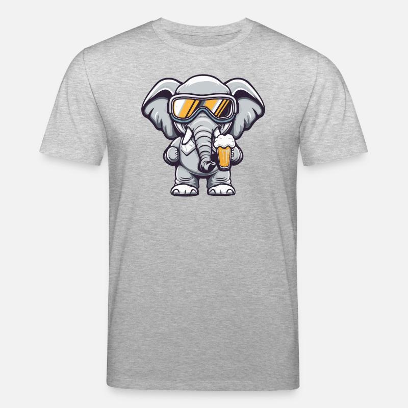 Elefant Apres Ski Bier Comic - Stanley/Stella Unisex Bio-T-Shirt CREATOR  - Grau meliert